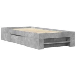 Berkfield Home Bed Frame without Mattress Concrete Grey 90x200cm Engineered Wood - Size: 90x200 cm - thumbnail 3