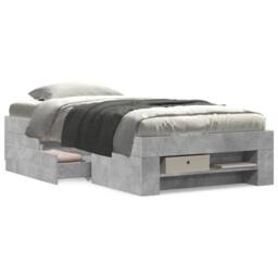 Berkfield Home Bed Frame without Mattress Concrete Grey 90x200cm Engineered Wood - Size: 90x200 cm - thumbnail 4