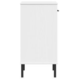Berkfield Home Console Cabinet with Metal Legs White Solid Wood Pine OSLO - thumbnail 6