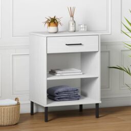 Berkfield Home Console Cabinet with Metal Legs White Solid Wood Pine OSLO