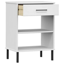 Berkfield Home Console Cabinet with Metal Legs White Solid Wood Pine OSLO - thumbnail 5
