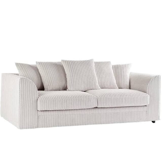 Bliss Furniture Jumbo Cord Dylan 3-Seater Scatter Back Sofa in Cream - Size: 3 Pack - image 1