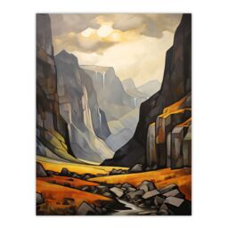 "Artery8 Glencoe Gorge Oil Painting Atmospheric Sunlight Breaking Through Clouds Extra Large XL Unframed Wall Art Poster Print - Size: W24"" x H32""" - thumbnail 1