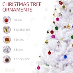 HOMCOM 5ft Snow Artificial Christmas Tree Metal Stand Decorations Home in White - thumbnail 4