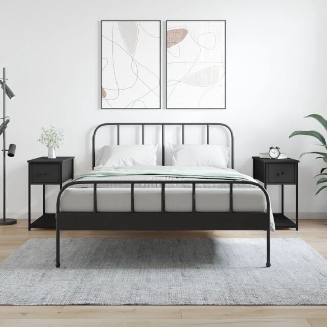 Berkfield Home Bedside Cabinets 2 pcs Black 30x60x60 cm Engineered Wood - Size: 30 x 60 x 60 cm - image 1