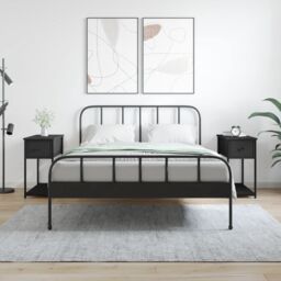 Berkfield Home Bedside Cabinets 2 pcs Black 30x60x60 cm Engineered Wood - Size: 30 x 60 x 60 cm - thumbnail 1