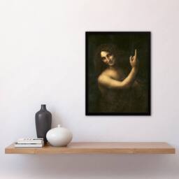 Artery8 Leonardo da Vinci Framed Wall Art Print Saint John the Baptist in Black - Size: A3 - thumbnail 2