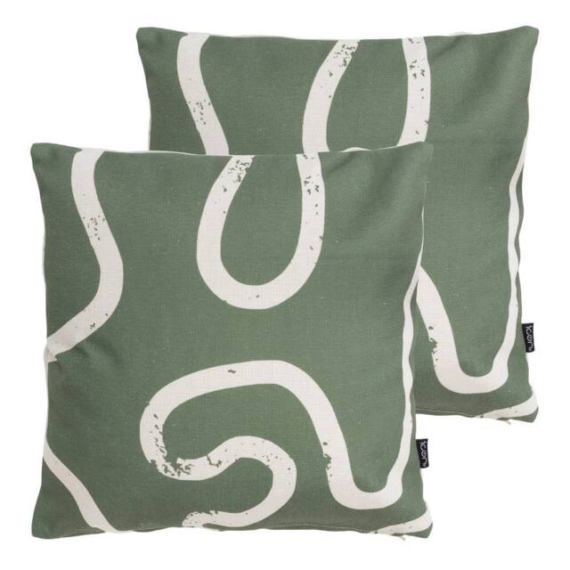 icon Kyoto Fabric Scatter Cushion 4x Green Stripe 43x43cm - Size: 43 cm x 43 cm - image 1