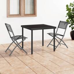 Berkfield Home Folding Outdoor Chairs 2 pcs Black Steel & Textilene - thumbnail 2