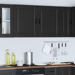 Berkfield Home Kitchen Wall Cabinets 2 pcs¬†Porto Black Engineered Wood in Brown - thumbnail 4