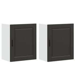 Berkfield Home Kitchen Wall Cabinets 2 pcs¬†Porto Black Engineered Wood in Brown - thumbnail 2