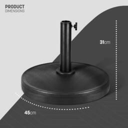 Keplin Parasol Base Stand 20kg, Umbrella Holder for Garden - Fits 45mm Pole in Black - thumbnail 2