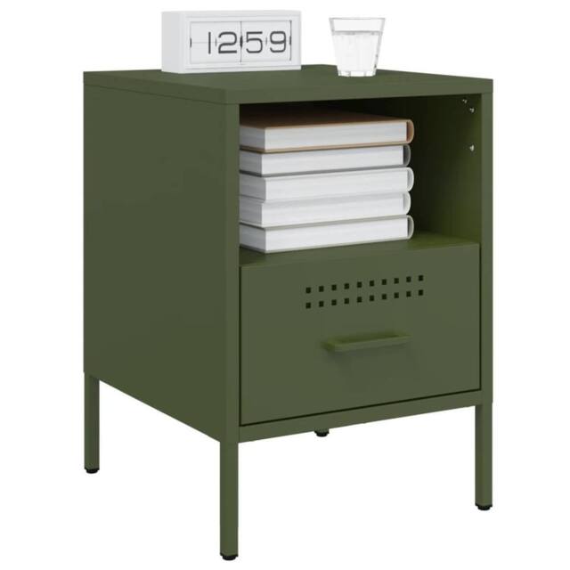 Berkfield Home Sturdy Bedside Cabinets 2 pcs Olive Green 36x39x50.5 cm Steel - image 1