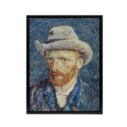 "Artery8 Self Portrait Grey Felt Hat Van Gogh Black Framed Canvas Wall Art in Blue - Size: W12"" x H16""" - thumbnail 1