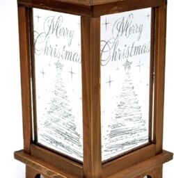 Shatchi Christmas Wooden Lantern Warm White String Lights Xmas Party Decorations Nativity, Multi, 26CM X 14CM X 14CM - Size: 26 cm X 14 cm X 14 cm - thumbnail 3