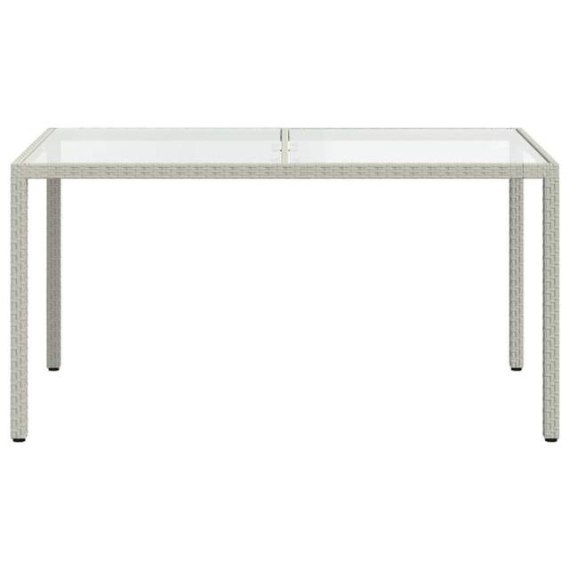 Berkfield Home Garden Table 150x90x75 cm Tempered Glass & Poly Rattan White - Size: 150 x 90 x 75 cm - image 1