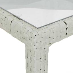 Berkfield Home Garden Table 150x90x75 cm Tempered Glass & Poly Rattan White - Size: 150 x 90 x 75 cm - thumbnail 6