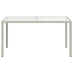 Berkfield Home Garden Table 150x90x75 cm Tempered Glass & Poly Rattan White - Size: 150 x 90 x 75 cm