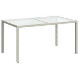 Berkfield Home Garden Table 150x90x75 cm Tempered Glass & Poly Rattan White - Size: 150 x 90 x 75 cm - thumbnail 3