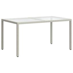 Berkfield Home Garden Table 150x90x75 cm Tempered Glass & Poly Rattan White - Size: 150 x 90 x 75 cm - thumbnail 5