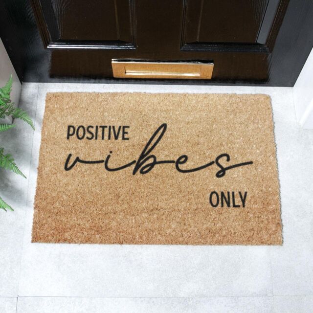 Artsy Mats Positive Vibes Only Doormat (60 x 40cm) in Brown - Size: 40 cm x 60 cm - image 1