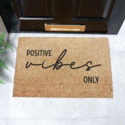 Artsy Mats Positive Vibes Only Doormat (60 x 40cm) in Brown - Size: 40 cm x 60 cm - thumbnail 1