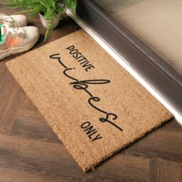 Artsy Mats Positive Vibes Only Doormat (60 x 40cm) in Brown - Size: 40 cm x 60 cm - thumbnail 2