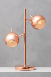 Orsina Chrome Table Lamp With Dual Metal Dome Shades, Adjustable Arched Twin Light Table Lamp, Chrome Finish Lamp in Gold