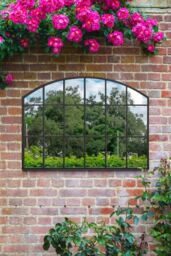 "MirrorOutlet Black Framed Arched Wall Garden Mirror 35"" X 26"" (90CM X 65CM) - Size: 1 Pack" - thumbnail 1