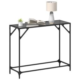 Berkfield Home Console Table with Black Glass Top 98x35x81 cm Steel - Size: 98 x 35 x 81 cm - thumbnail 3