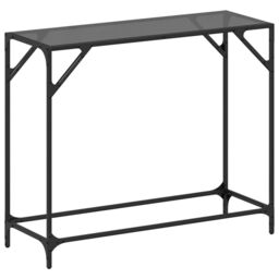 Berkfield Home Console Table with Black Glass Top 98x35x81 cm Steel - Size: 98 x 35 x 81 cm - thumbnail 2