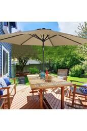 Living and Home 3M Large Rotating Patio Parasol with Cross Base in Brown - thumbnail 1
