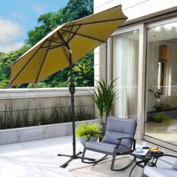 Living and Home 3M Large Rotating Patio Parasol with Cross Base in Brown - thumbnail 8