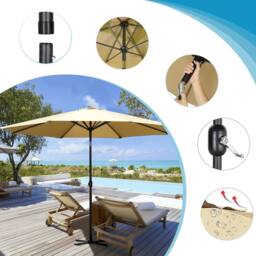 Living and Home 3M Large Rotating Patio Parasol with Cross Base in Brown - thumbnail 7