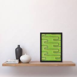 Artery8 Green Red Line Textile Pattern Japan Framed Wall Art Print Furuya Korin - Size: A4 - thumbnail 4
