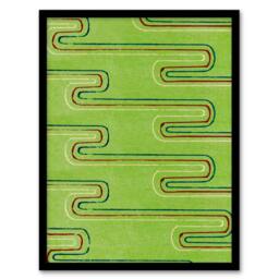 Artery8 Green Red Line Textile Pattern Japan Framed Wall Art Print Furuya Korin - Size: A4 - thumbnail 1