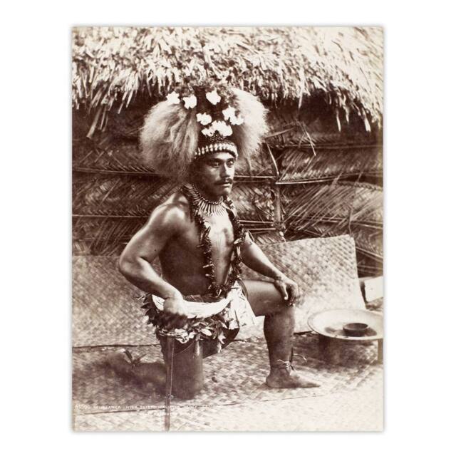 "Artery8 Burton Brothers Malietoa High Chief Mulianga Wall Art Print in Brown - Size: W12"" x H16""" - image 1