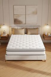 Living and Home Quilted Hybrid Mattress for Long-Lasting Comfort & Support in White - Size: Double - thumbnail 3