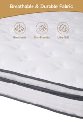 Living and Home Quilted Hybrid Mattress for Long-Lasting Comfort & Support in White - Size: Double - thumbnail 5