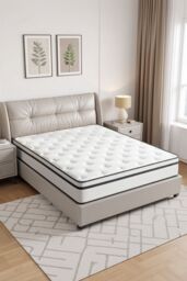 Living and Home Quilted Hybrid Mattress for Long-Lasting Comfort & Support in White - Size: Double - thumbnail 7
