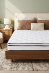 Living and Home Quilted Hybrid Mattress for Long-Lasting Comfort & Support in White - Size: Double - thumbnail 1