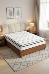 Living and Home Quilted Hybrid Mattress for Long-Lasting Comfort & Support in White - Size: Double - thumbnail 2