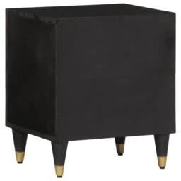 Berkfield Home Bedside Cabinets 2 pcs 40x33x46 cm Solid Wood Mango in Black - Size: 40 x 33 x 46 cm - thumbnail 6