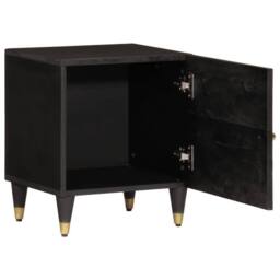 Berkfield Home Bedside Cabinets 2 pcs 40x33x46 cm Solid Wood Mango in Black - Size: 40 x 33 x 46 cm - thumbnail 3