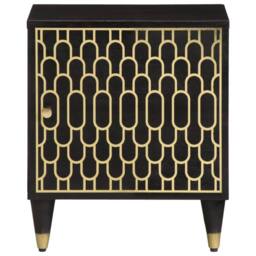 Berkfield Home Bedside Cabinets 2 pcs 40x33x46 cm Solid Wood Mango in Black - Size: 40 x 33 x 46 cm - thumbnail 4