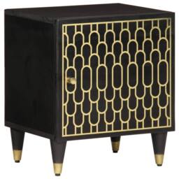 Berkfield Home Bedside Cabinets 2 pcs 40x33x46 cm Solid Wood Mango in Black - Size: 40 x 33 x 46 cm - thumbnail 2