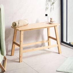 Wyld and Coco Bamboo Bathroom Bench - Light Brown W70 x D33 x H46cm - thumbnail 1