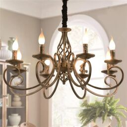 Garwarm Vintage Bronze Chandeliers 8-Light French Country Chandelier Pendant Light