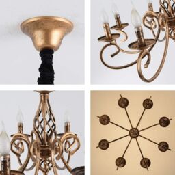 Garwarm Vintage Bronze Chandeliers 8-Light French Country Chandelier Pendant Light - thumbnail 5