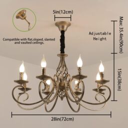 Garwarm Vintage Bronze Chandeliers 8-Light French Country Chandelier Pendant Light - thumbnail 6